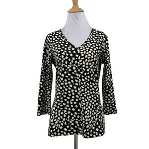 J. McLaughlin Top Womens M Medium Multi V Neck Quarter Sleeve Stretch Shirt